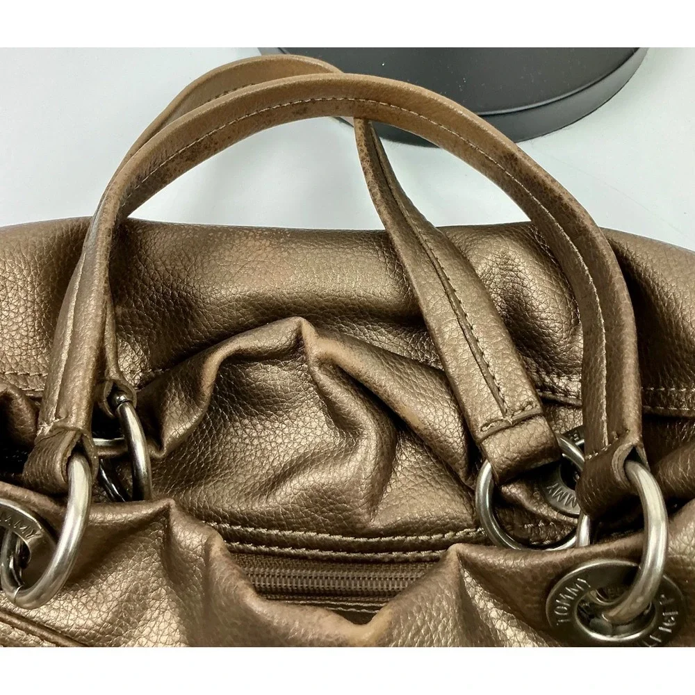 Tommy Hilfiger Bronze Metallic Satchel Purse Shoulder Bag Handbag Y2K /2000s Era